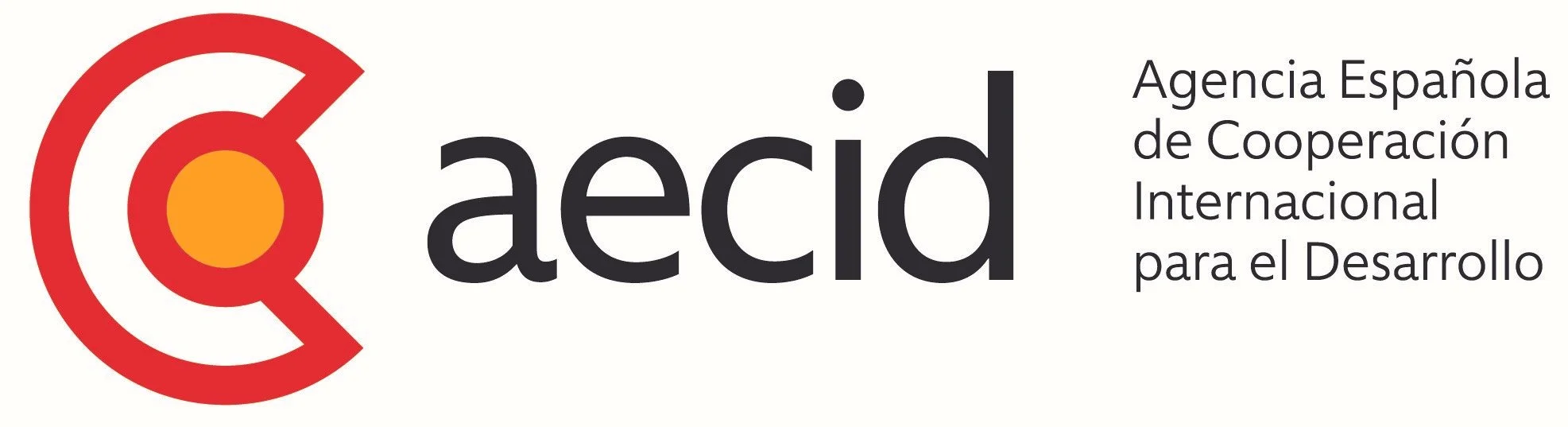 Logo of AEID, the Spanish Agency for International Development Cooperation, featuring a stylized red and orange circular emblem and black text.