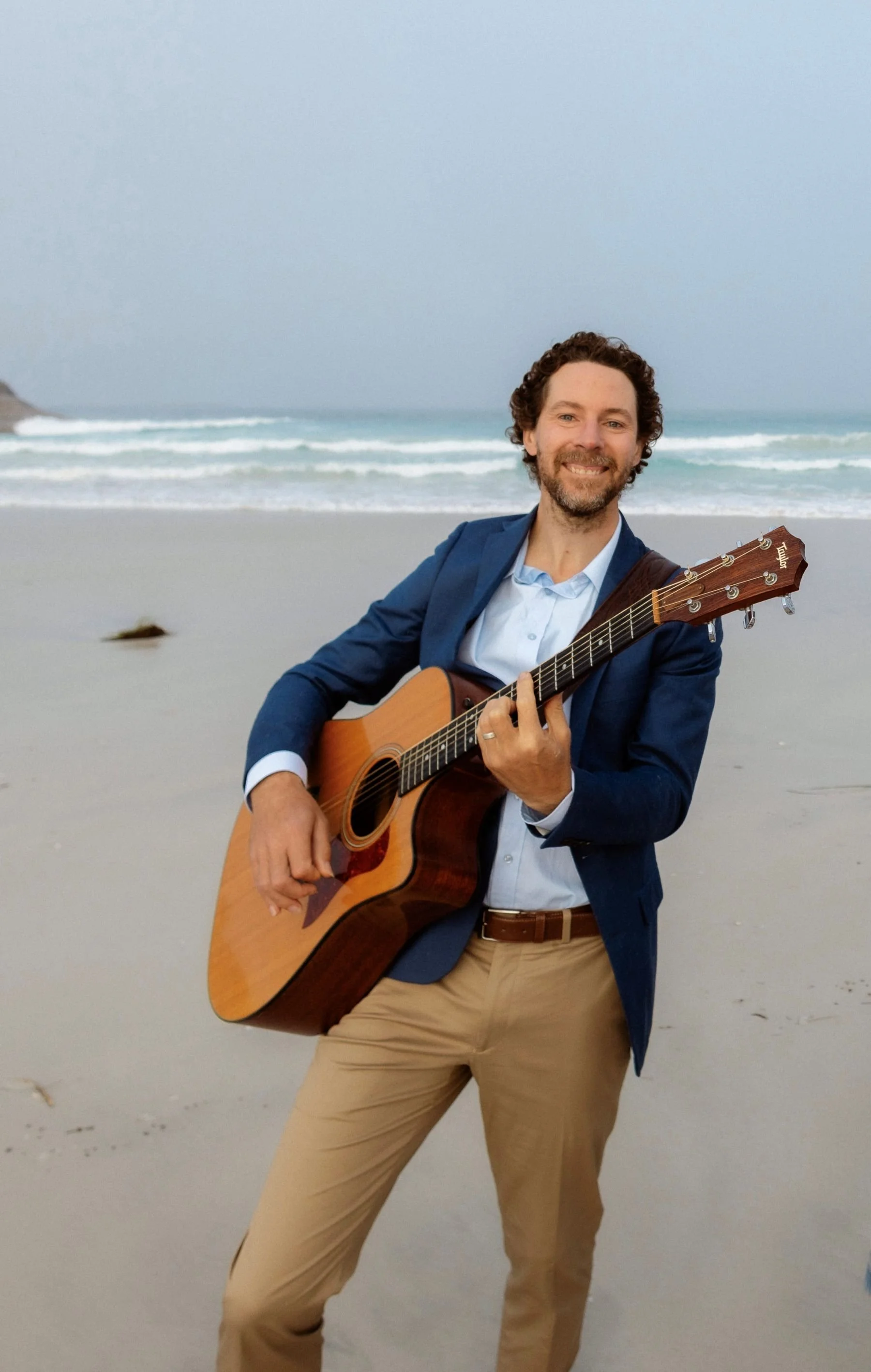 Denmark Guitarist Ross Dwyer playing at the beach in Albany WA