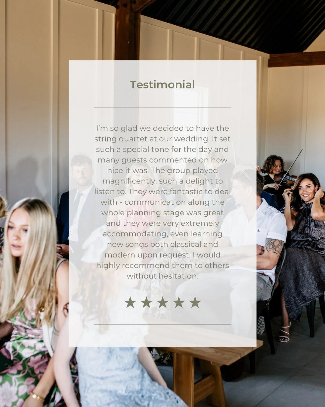 Words like these mean the world to us 🤍 

Every wedding is unique and it&rsquo;s such a privilege to be trusted with the music that accompanies these once-in-a-lifetime moments ✨

Milly &amp; Paddy 
Photography &bull; @benandebony 
Venue &bull; @par