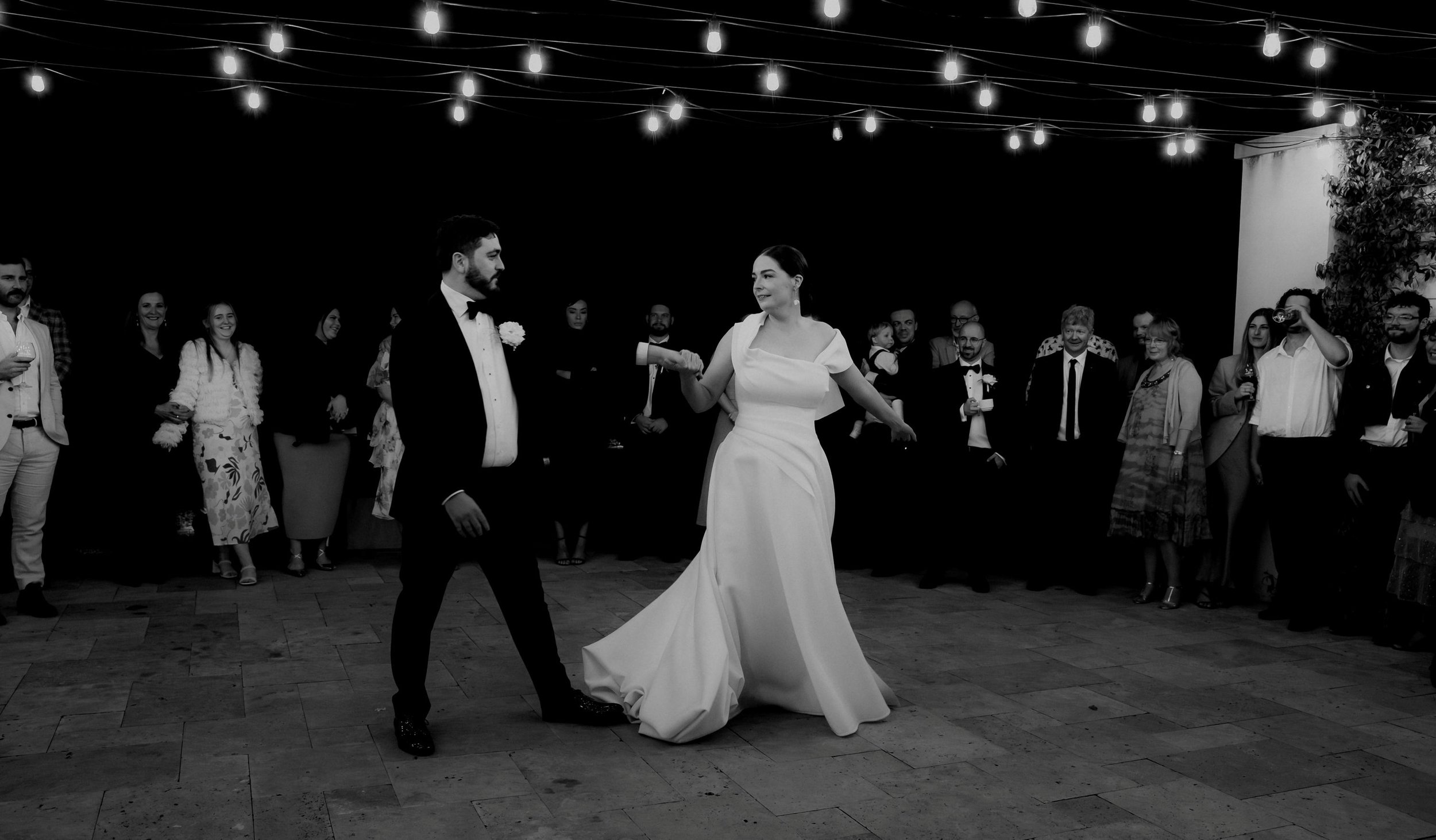 A couple having their first dance to live music in Denmark Western Australia