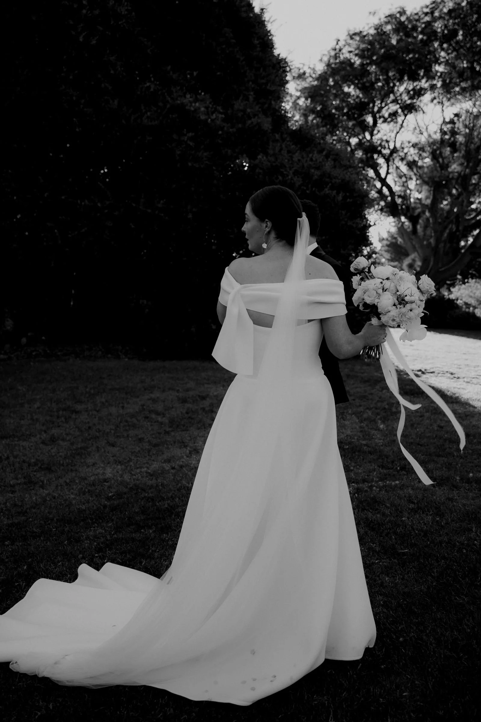 A beautiful bride about to walk the aisle with live ceremony music at Gardens at Bullimah in Albany WA