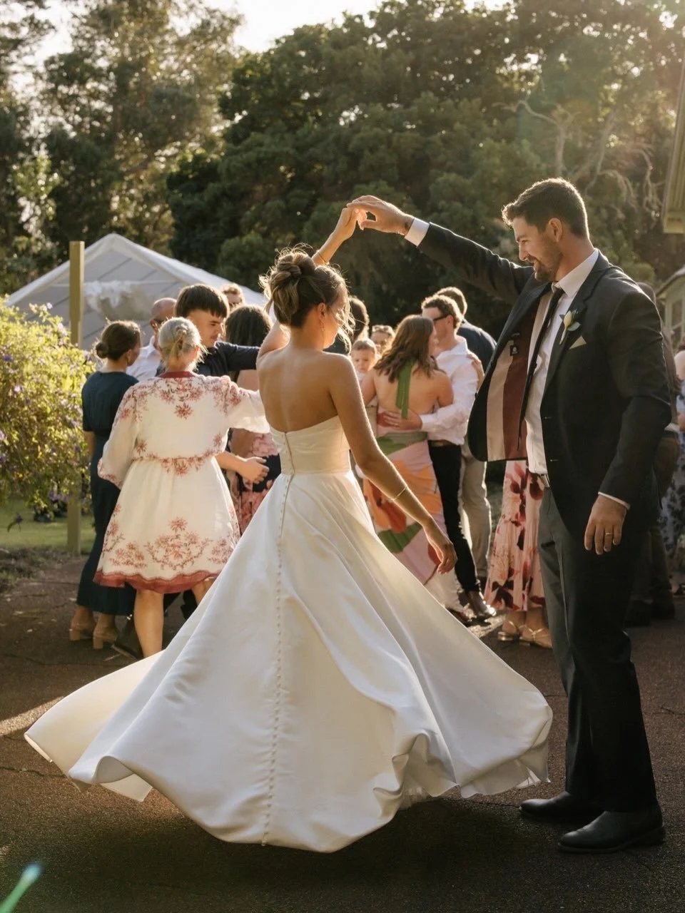 A wedding couple dancing to live wedding music in Albany WA