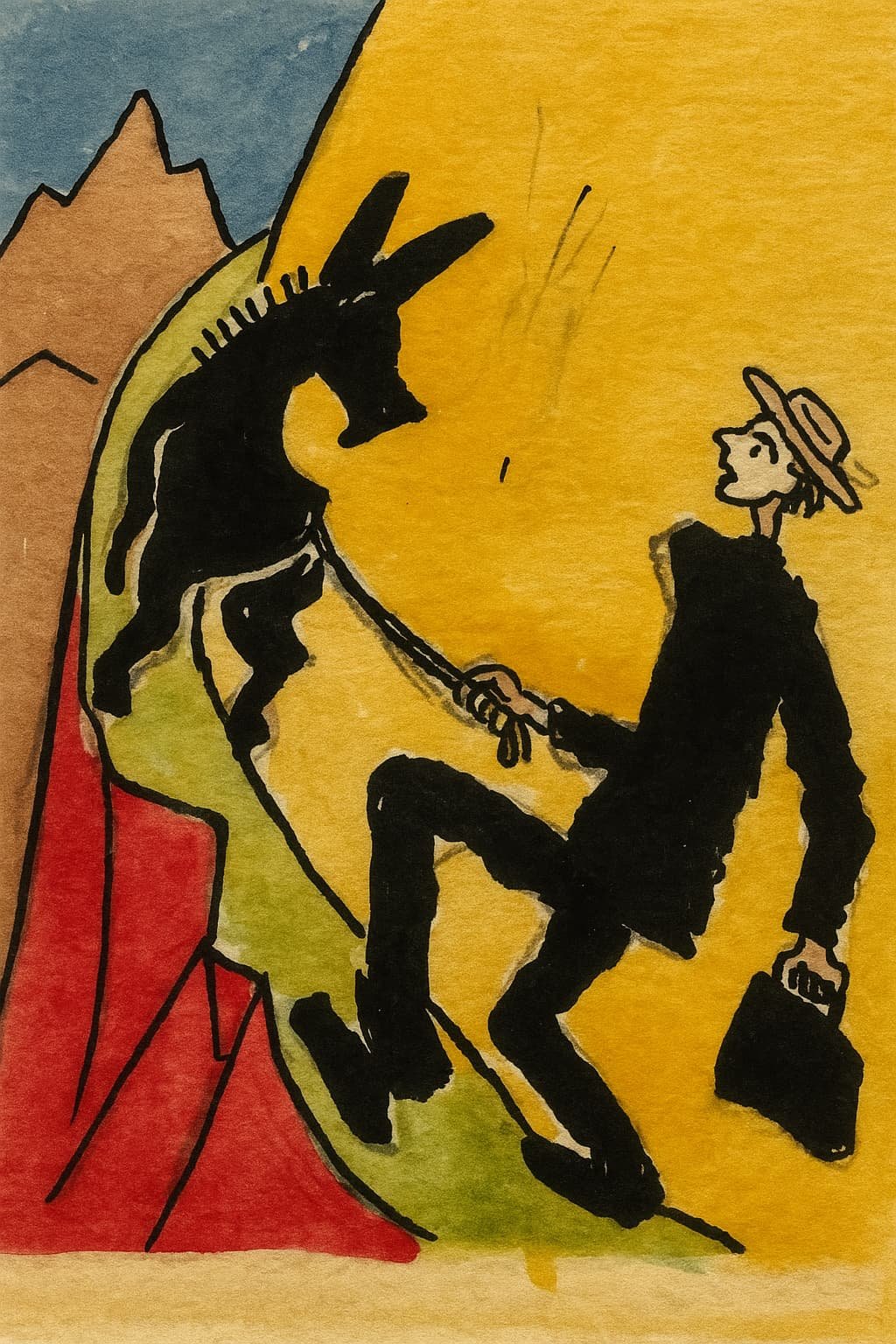 Illustration of a person unexpectedly encountering a dangerous hazard, symbolizing unsafe conditions, preventable accidents, and personal injury claims.