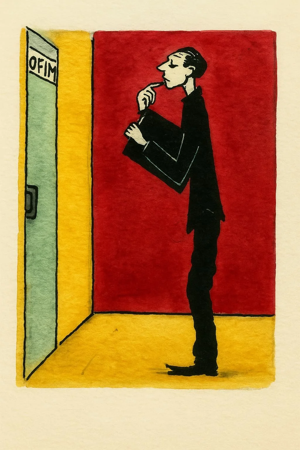 Illustration of a person standing before a closed door, preparing to open it, symbolizing access to the appellate process, appellate advocacy, and the opportunity to challenge a court decision.