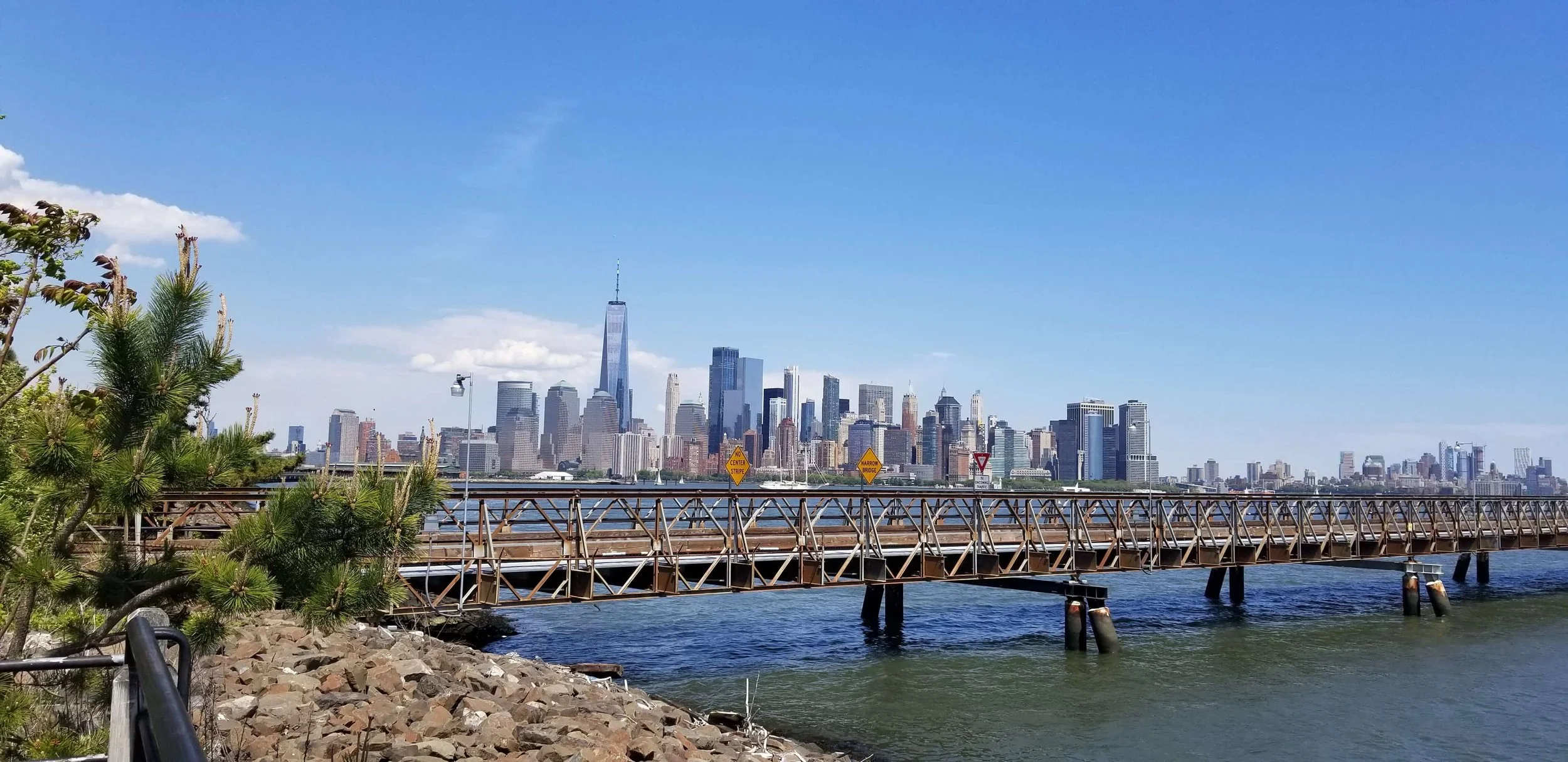 New York City skyline viewed from Elizabeth, New Jersey, near the Elizabeth Contract Detention Facility.