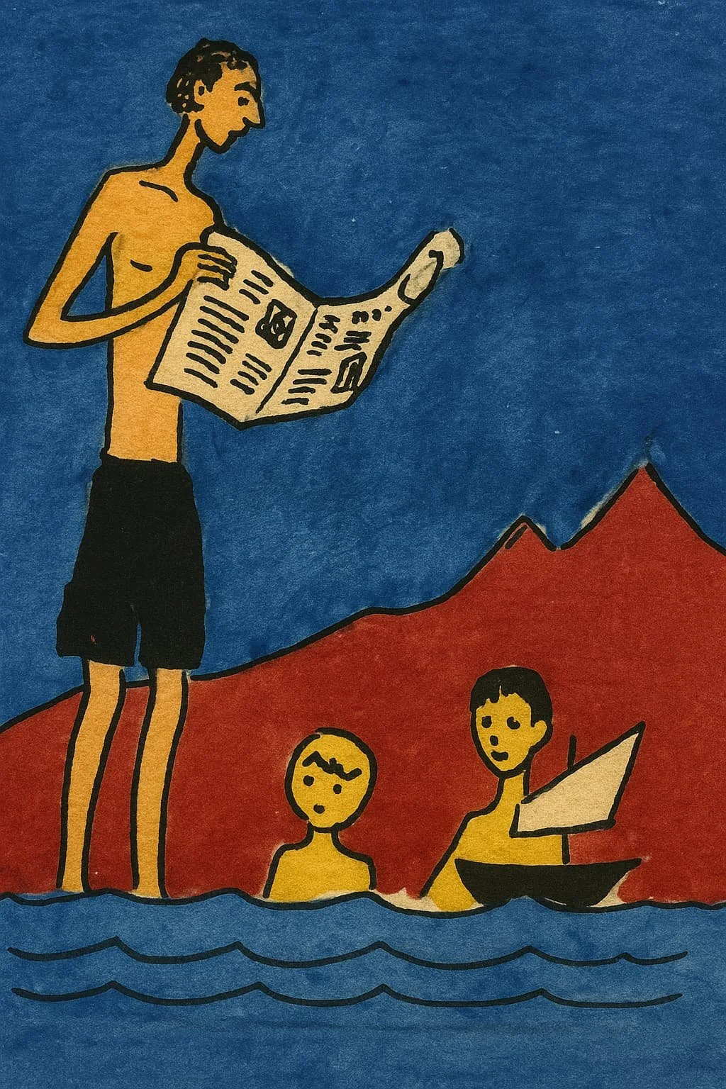 Illustration of a parent spending time with children in a peaceful setting, symbolizing family unity and release from immigration detention through bond proceedings.