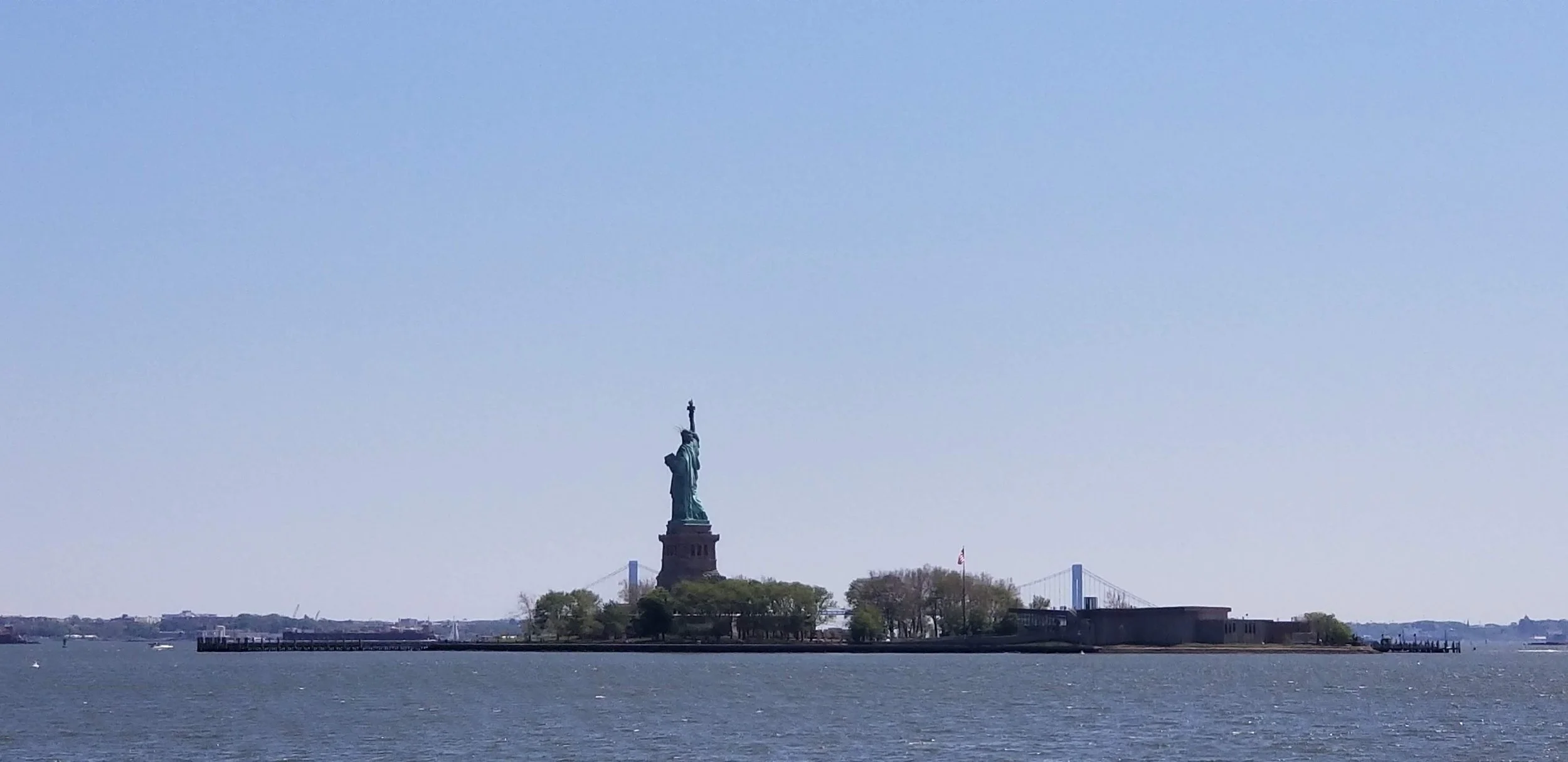 Statue of Liberty in New York Harbor near Newark, New Jersey, and Delaney Hall Detention facilitiy