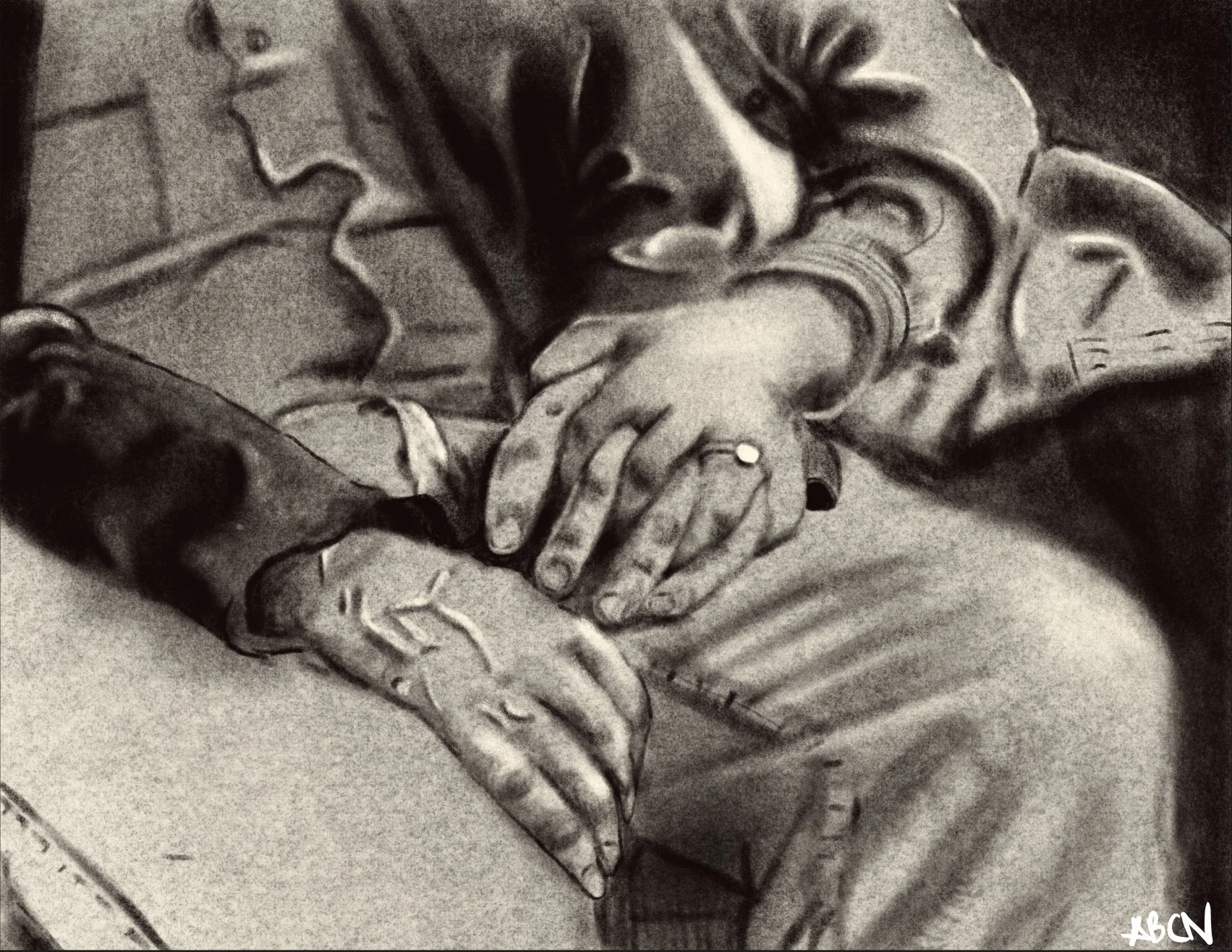 Holding hands with grampa