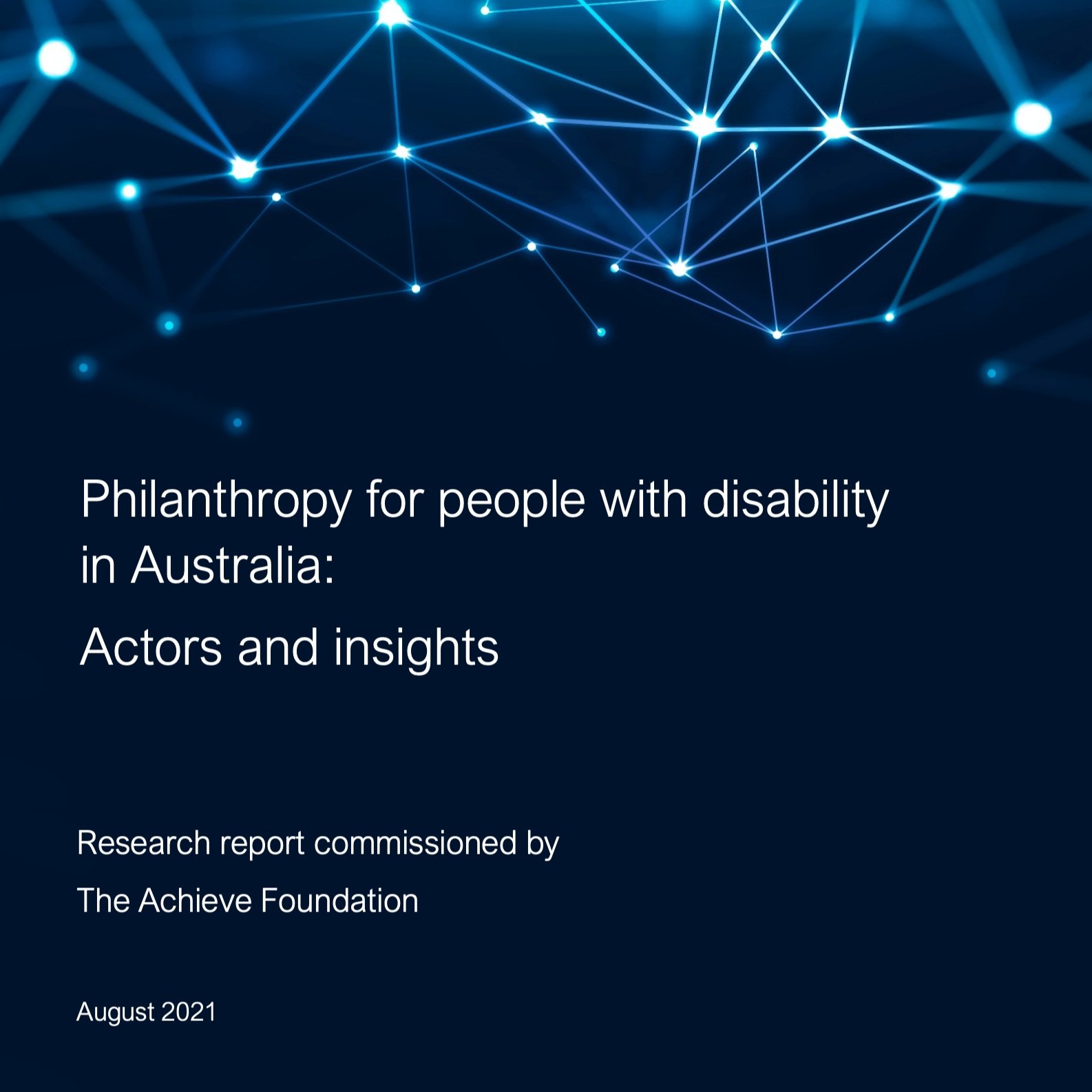 Philanthropy for people with disability in Australia: Actors and insights
