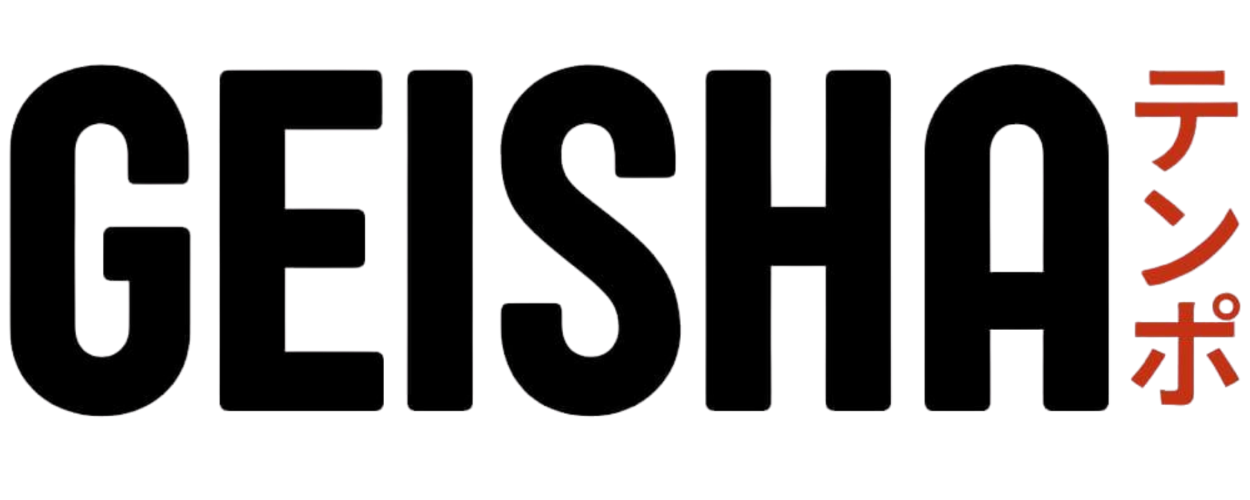 The word 'Geisha' in large, bold black letters with red Japanese characters on the right side.