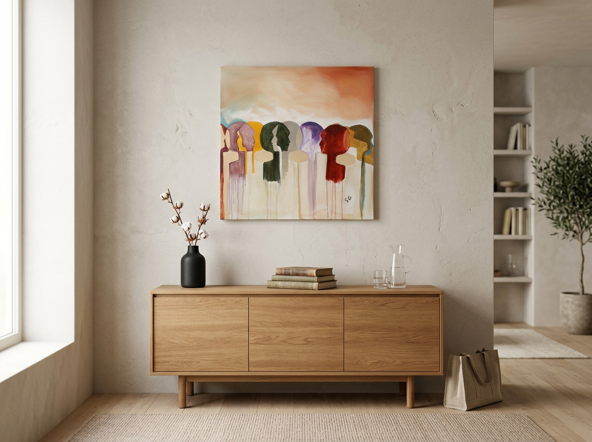 Interior view featuring an original artwork by Sopiko Grigolashvili displayed in a contemporary living space