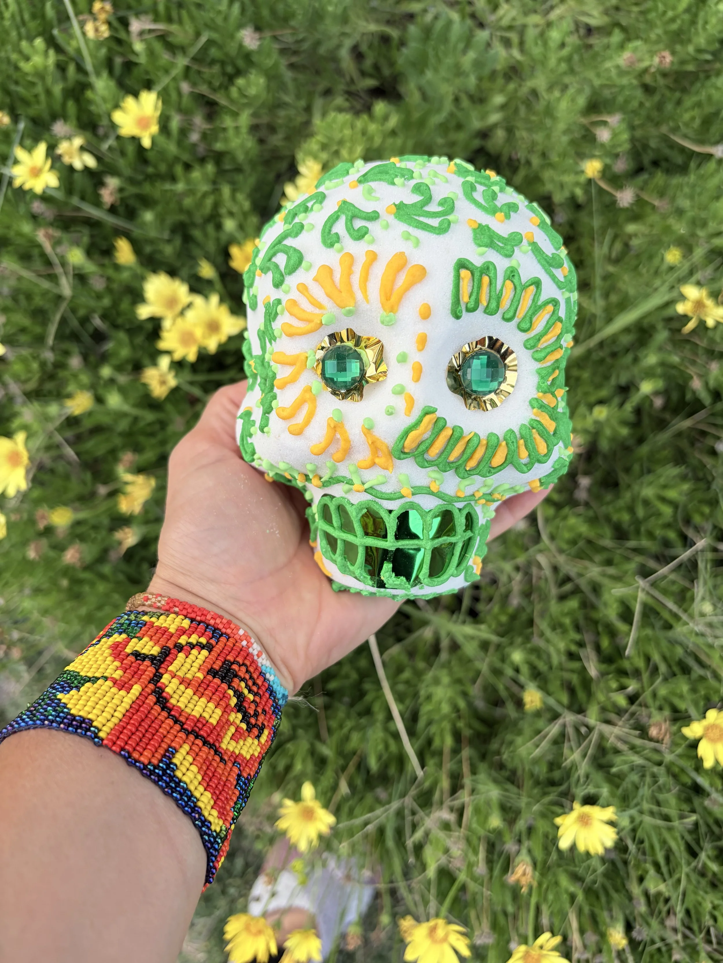 CALAVERA TALAVERA VERDE- DECORATED SUGAR SKULL XL