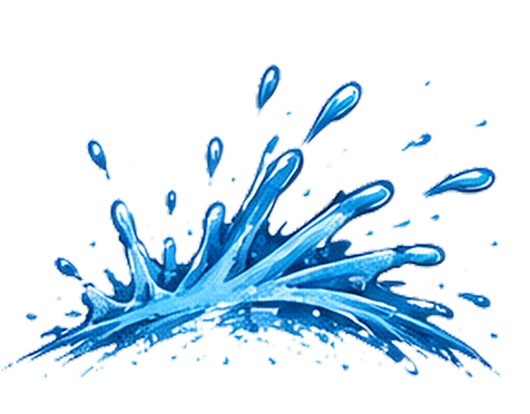 Splash of blue water droplets splashing upward.