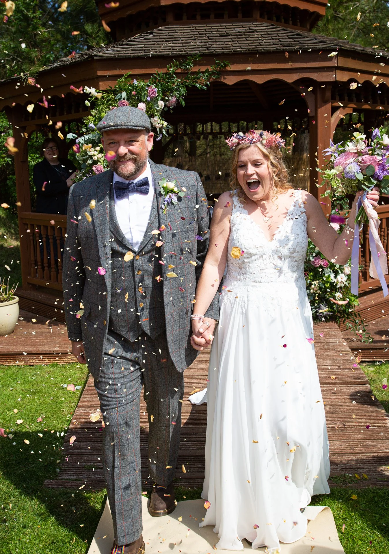 Jules and Al in a flurry of flowers and petals @PhillipInghamPhotography
