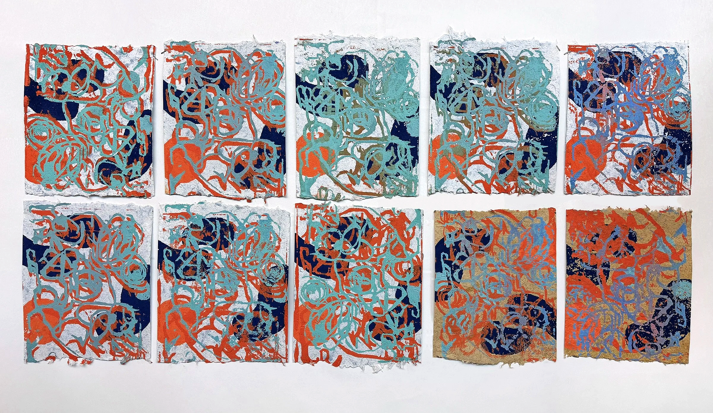 Untitled, 2026. Silk screen print on recycled denim and beach grass paper
59"x24"