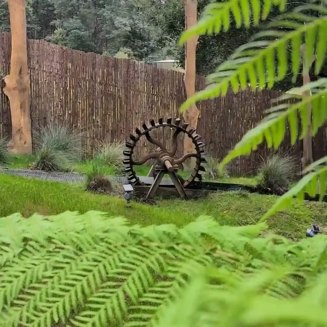landscaping outside of tailrace private sauna near derby north east tasmania