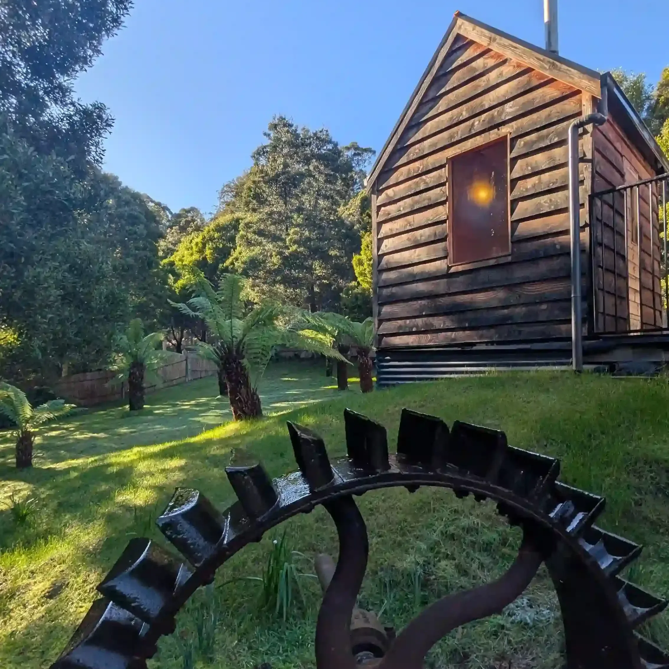 Outside the private and exclusive tailrace sauna near derby north east tasmania