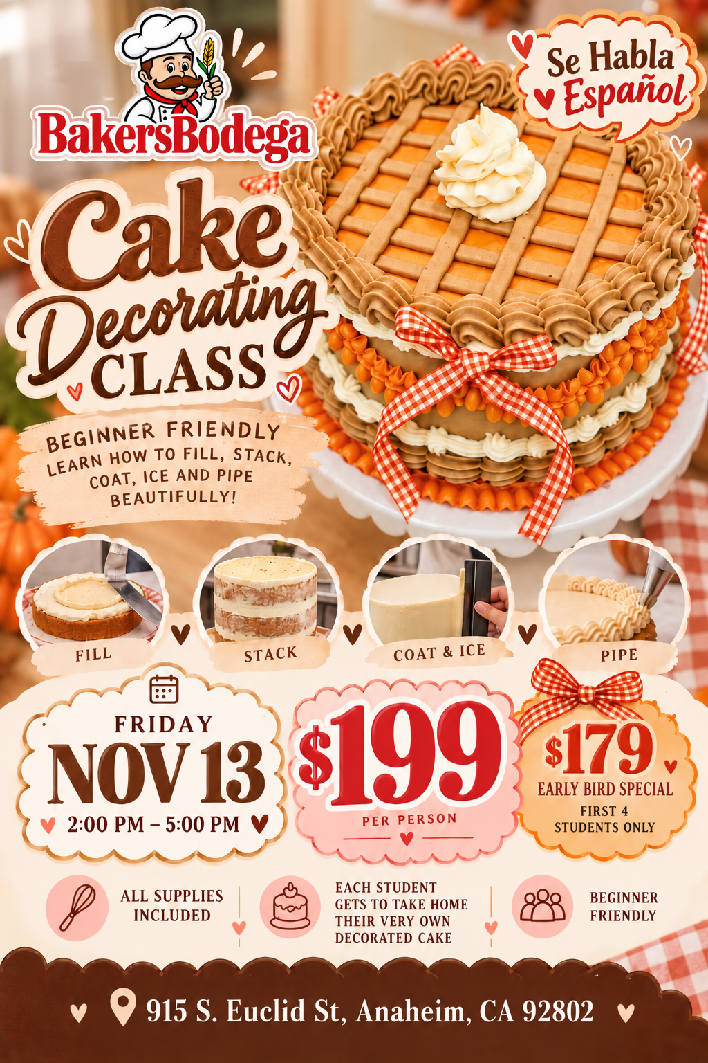 Mo's Magical Cakes beginner decorating class at Bakers Bodega