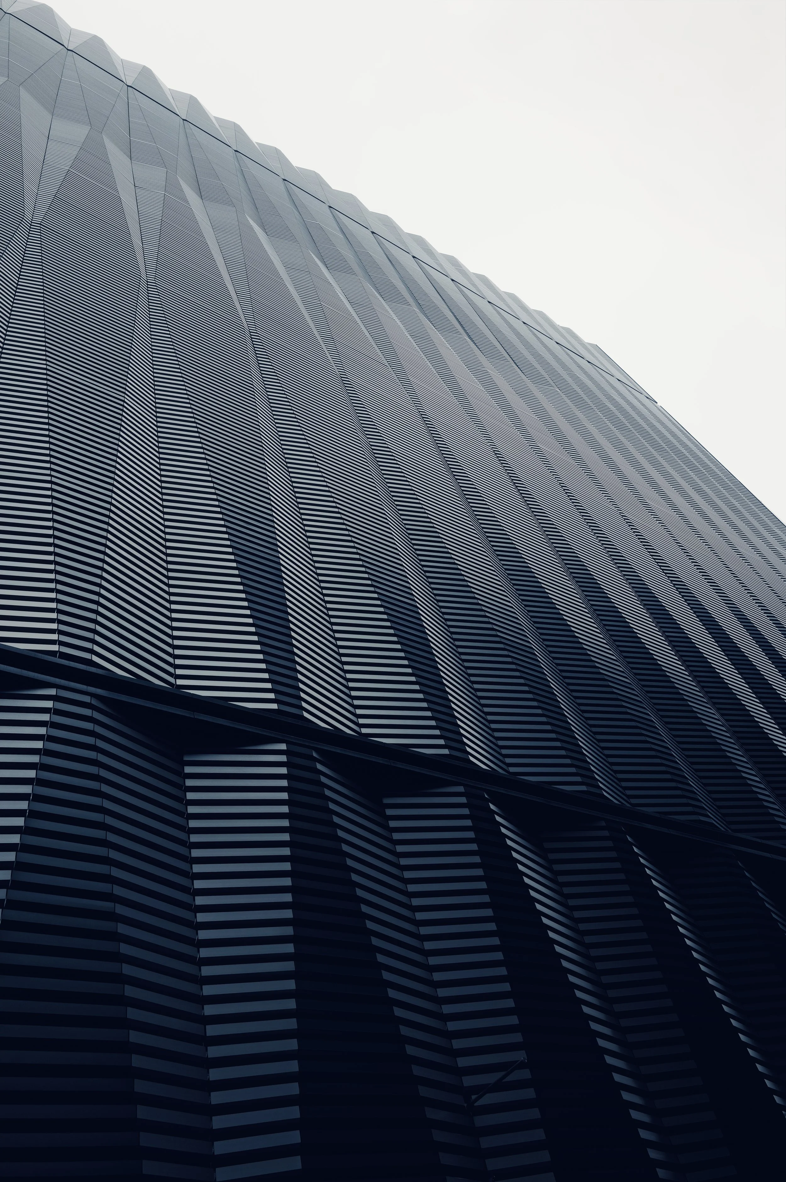 Low angle view of modern graphic facade near Ginza - Minimalist Japanese architectural fine art photography