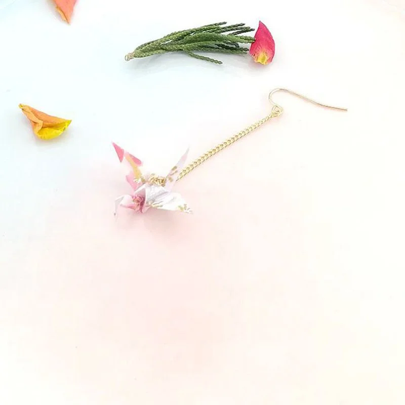 Boucles d'Oreilles pendantes Grue d'Origami