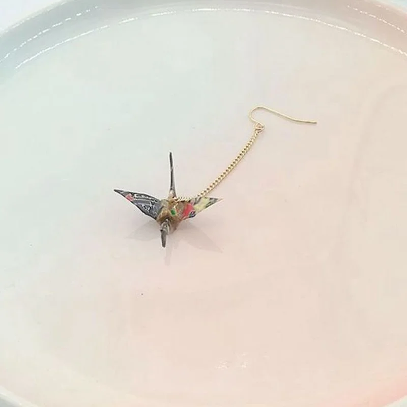 Boucles d'Oreilles pendantes Grue d'Origami