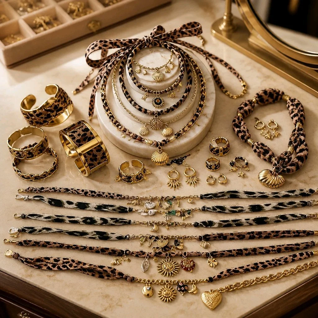 Ensemble Sauvage Élégance - Bijoux Léopard Doré - Créez votre parure -