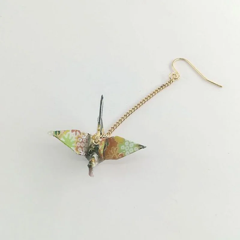 Boucles d'Oreilles pendantes Grue d'Origami