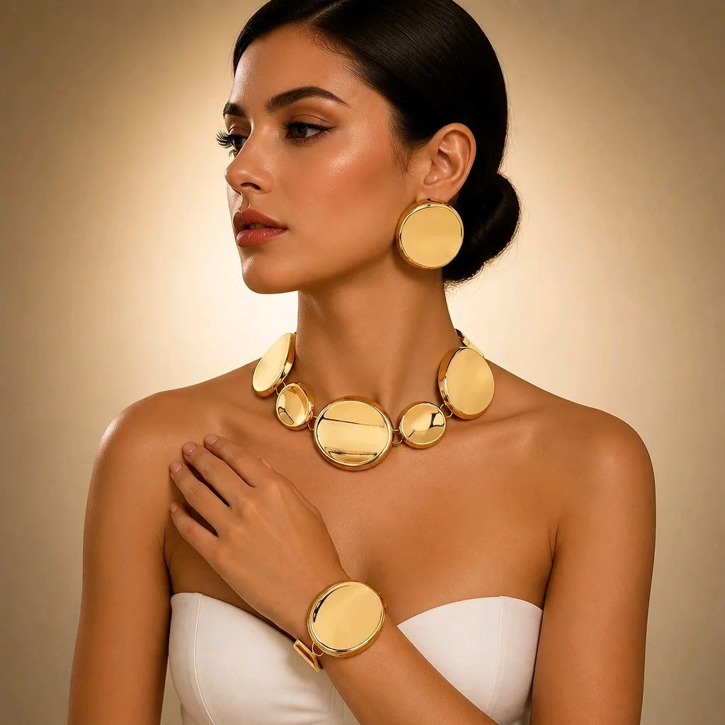 Ensemble Bijoux Géométriques Dorés