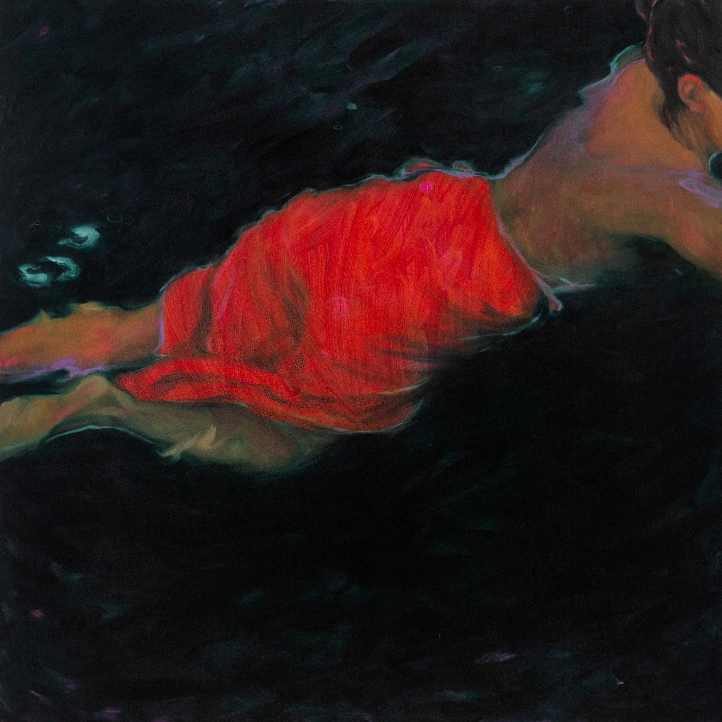 Storm Water, 2025. Oil and pastel on canvas. 120 x 120cm.