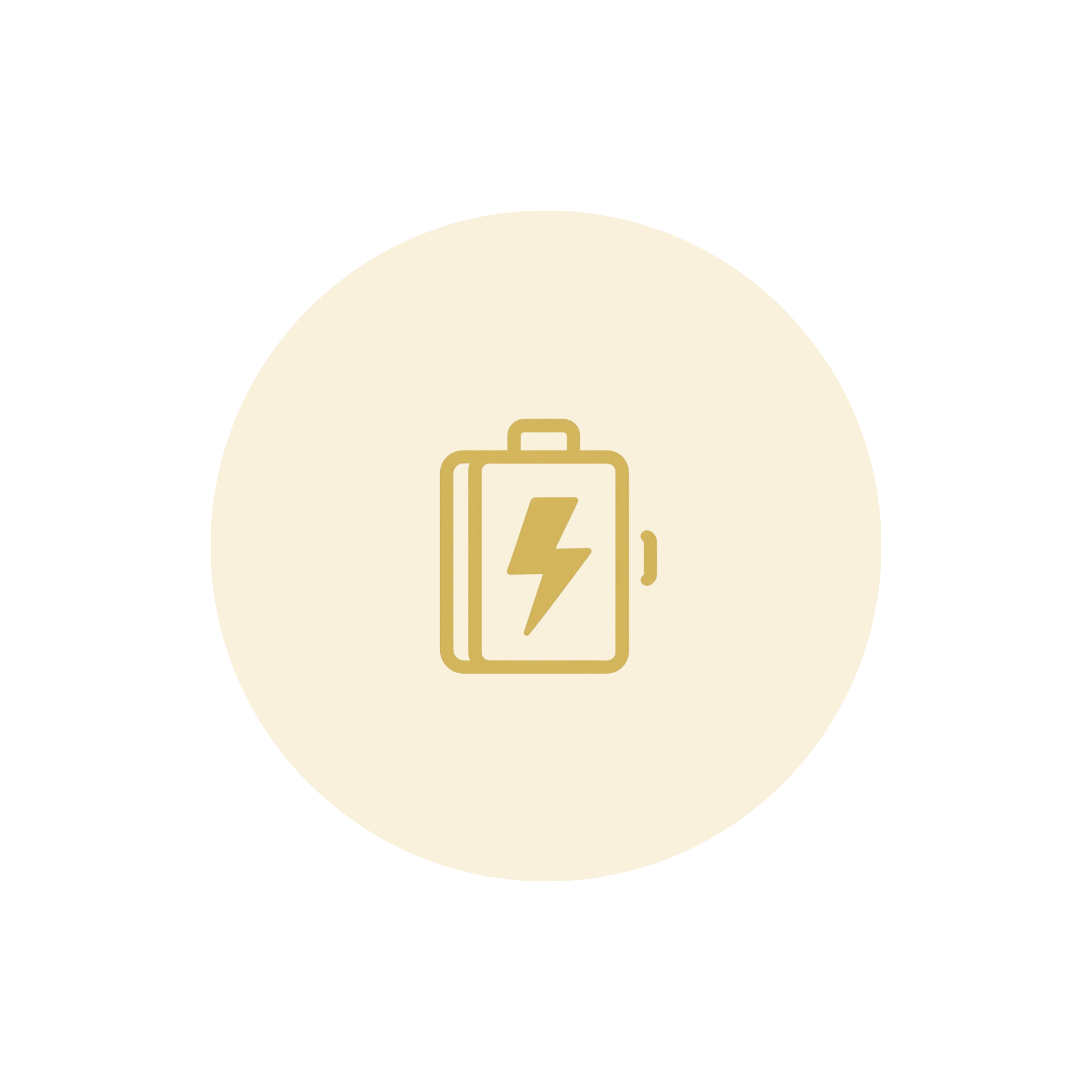 Graphic of a light beige battery with a yellow lightning bolt symbol on it, set against a black background.