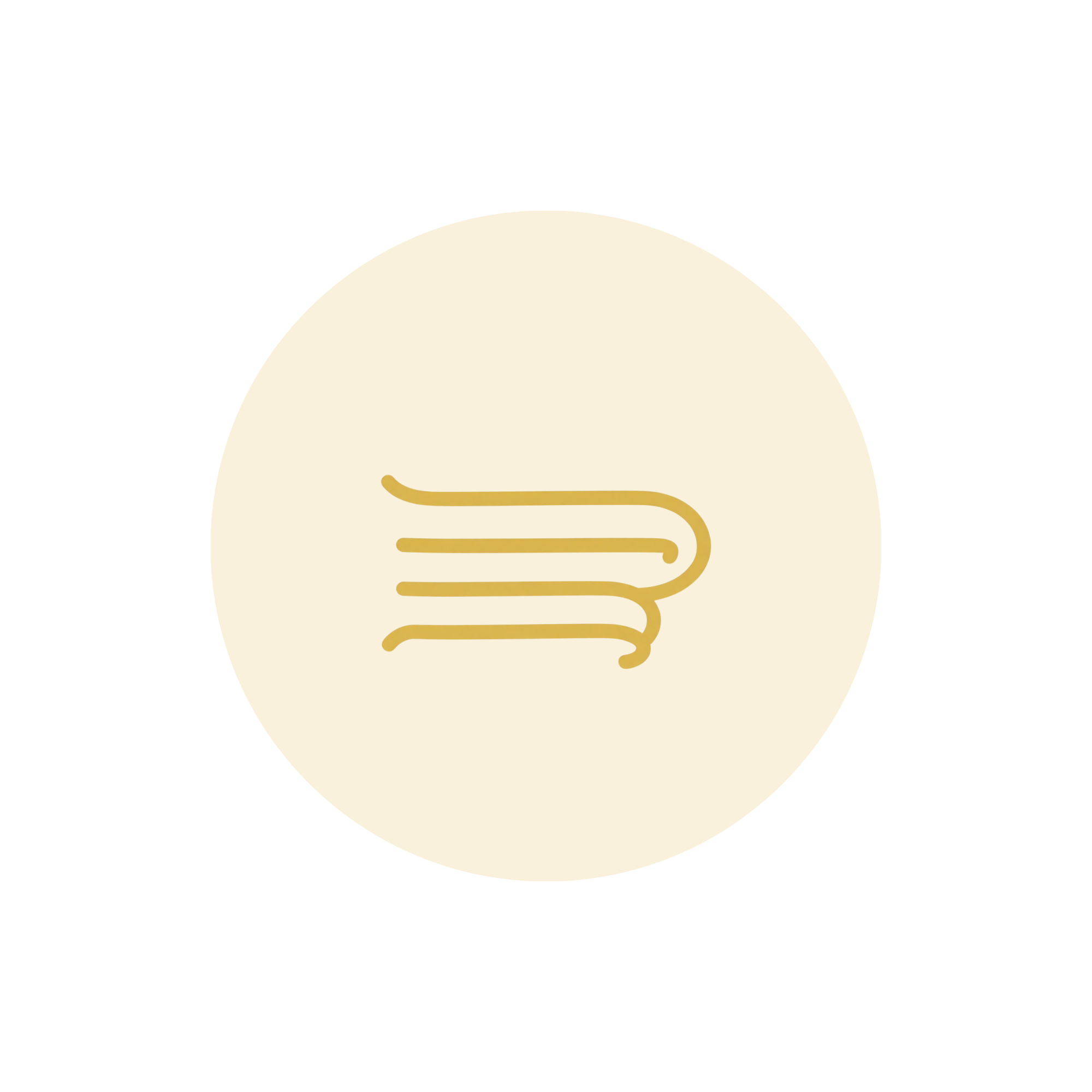 An abstract illustration featuring a large beige circular shape with golden horizontal lines, set against a black background.