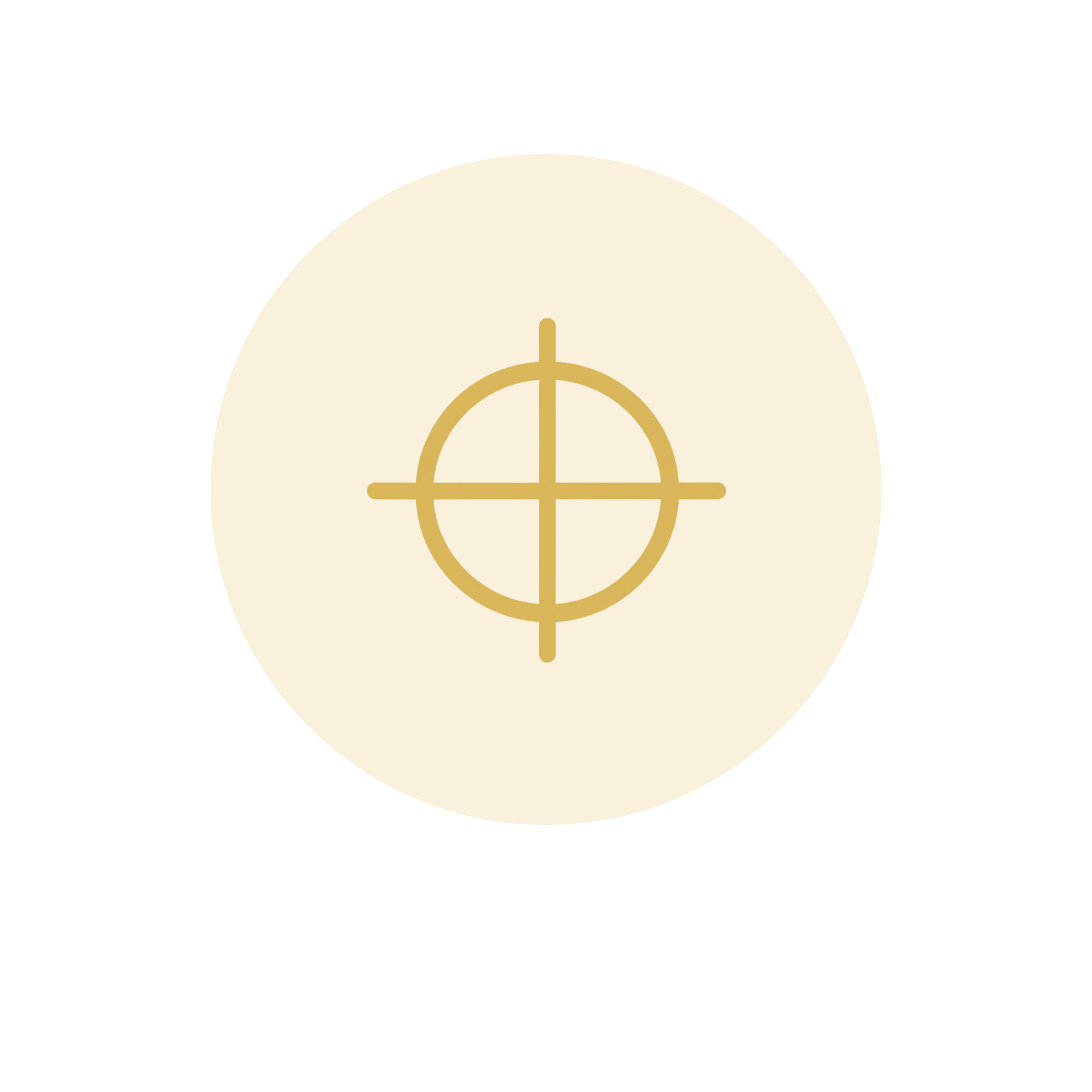 A target symbol with crosshairs overlay on a cream-colored circle background.