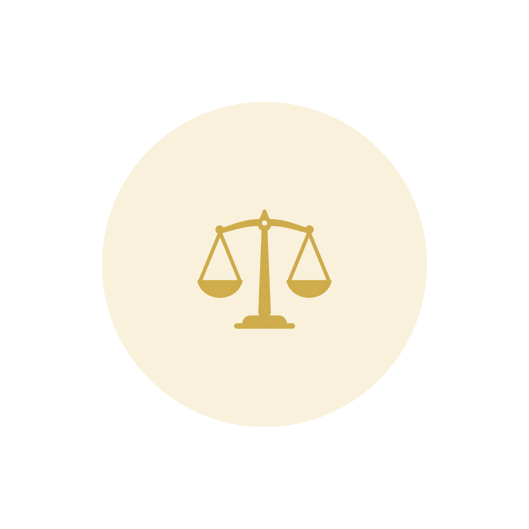 Gold scales of justice symbol centered on a beige background.