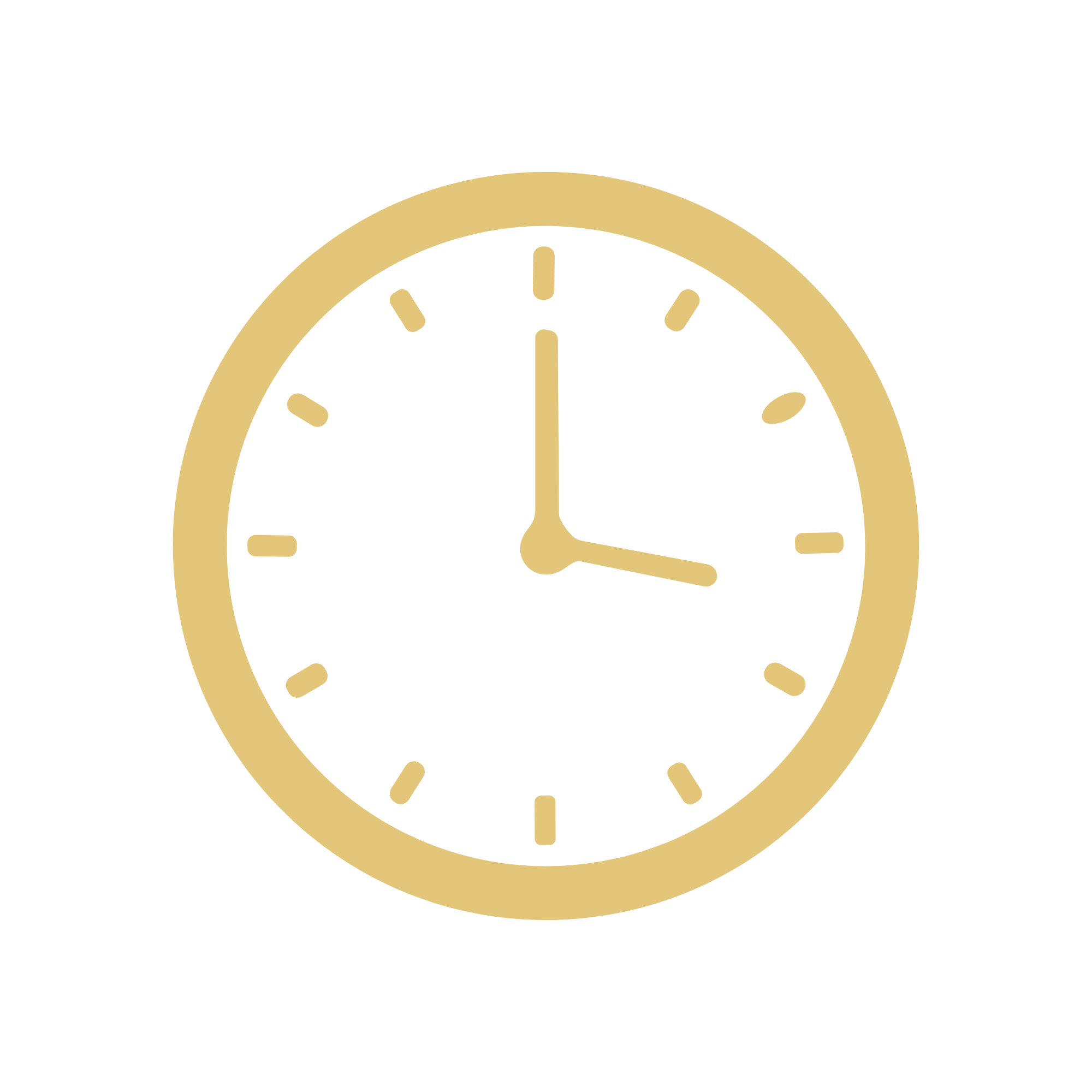 Yellow clock showing 3:00 hours.