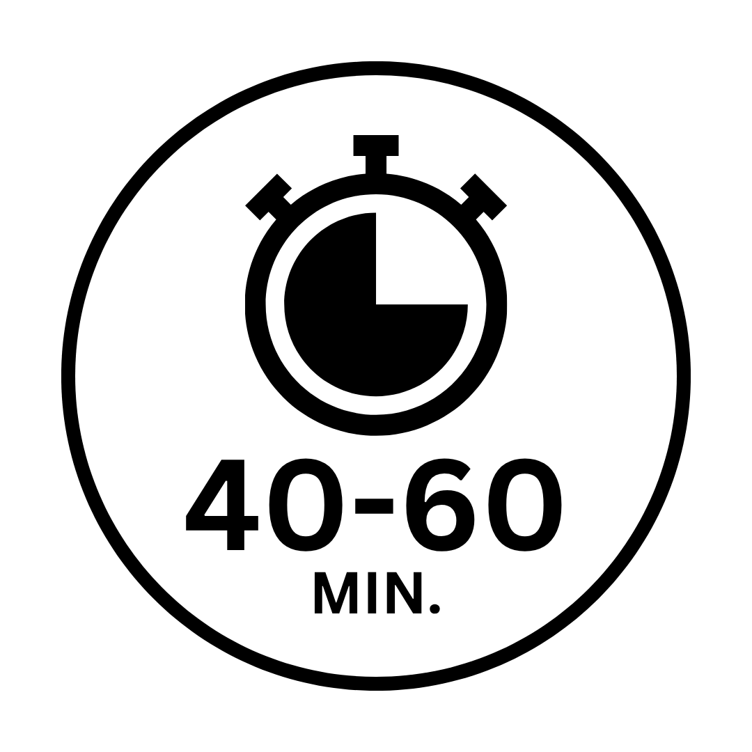 Speed limit icon indicating 40 to 60 minutes.