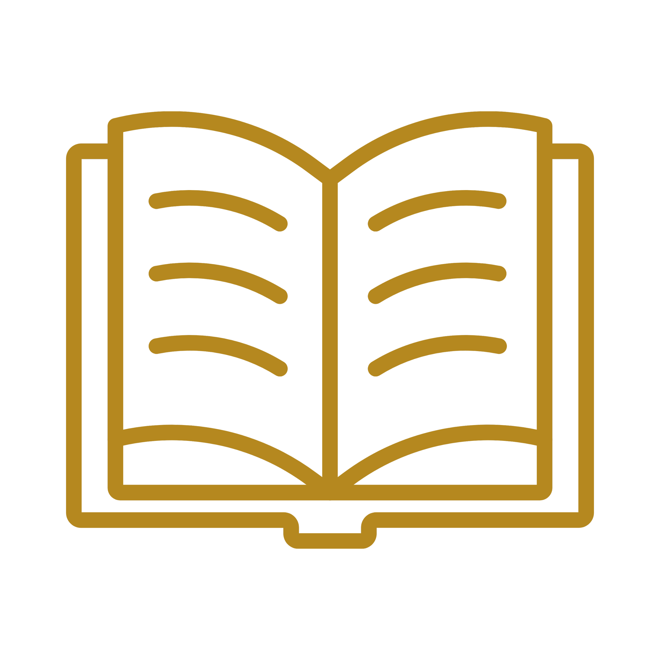Stylized icon of open book with pages.