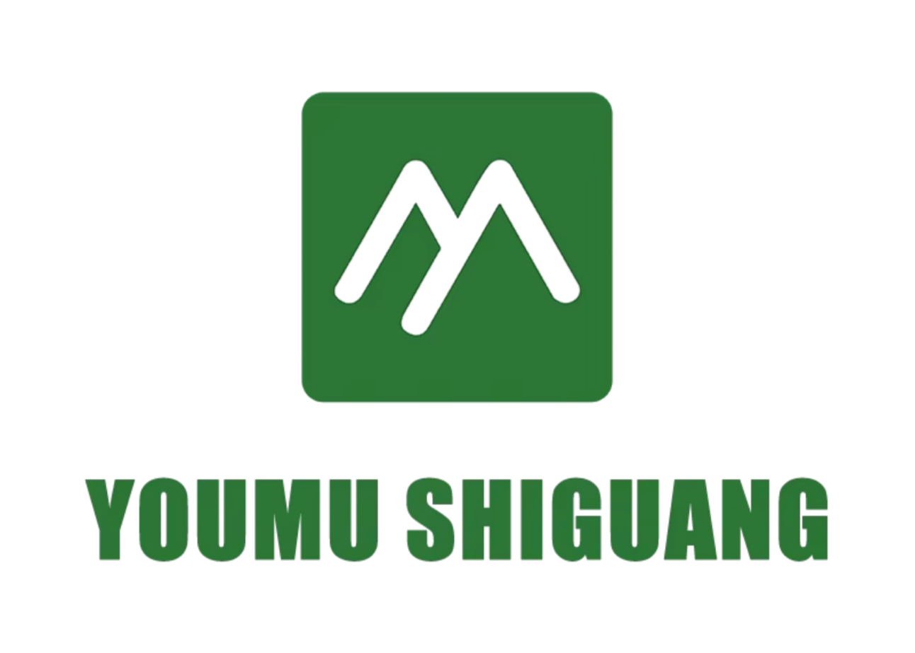 Logo featuring stylized black mountains on a green background with the text 'YUMU SHIGUANG' below in green capital letters.