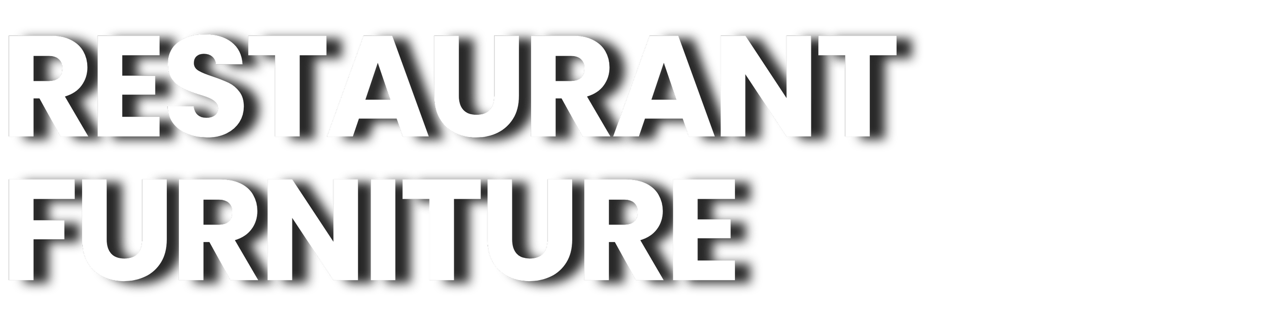 Black background with large white text reading 'RESTAURANT FURNITURE' in bold font.