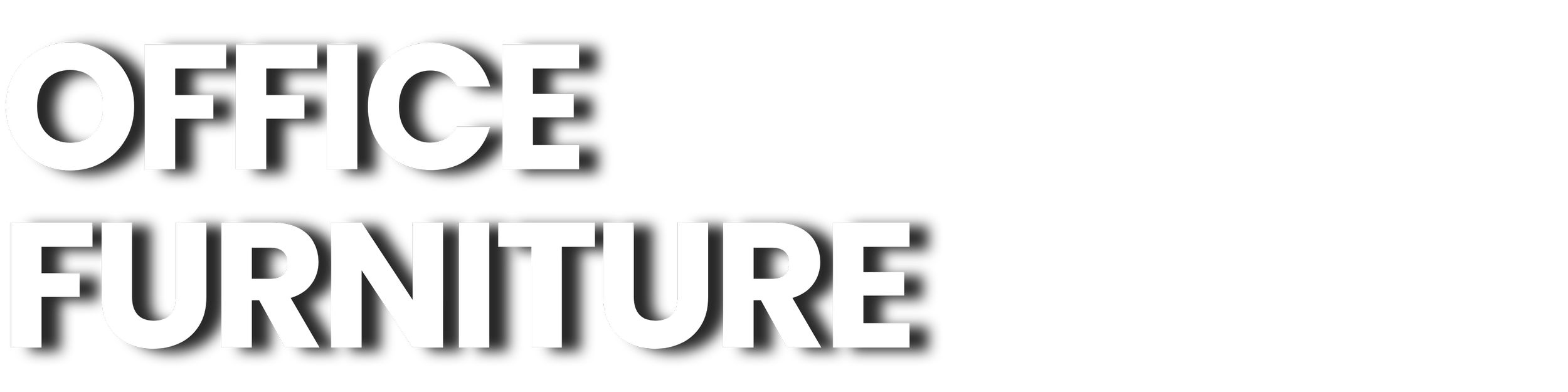 Text reading 'OFFICE FURNITURE' in white, bold, 3D-style font on a black background.