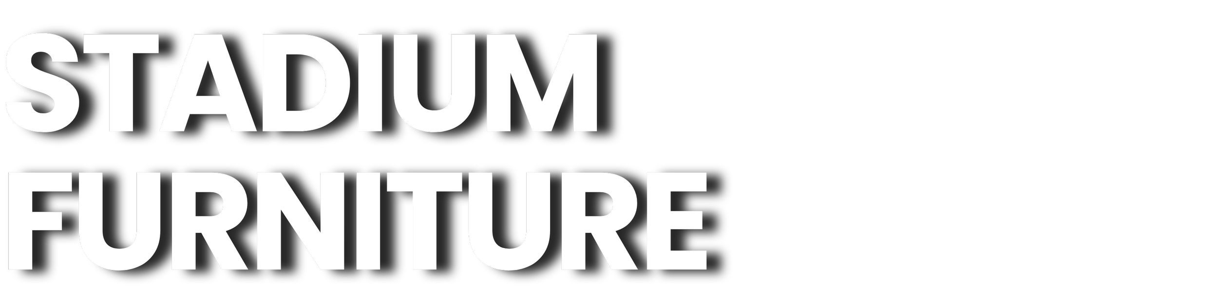 Black banner with large white text that reads "STADIUM FURNITURE".