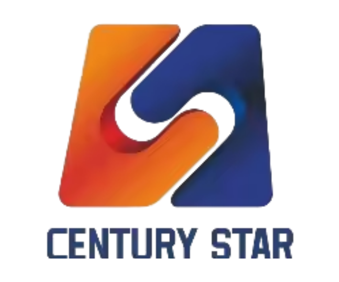 A 3D logo of the number 2 with a red and orange gradient on the left side and a blue gradient on the right side, with the words 'CENTURY STAR' written underneath.