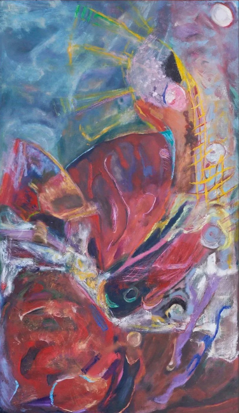 Huile sur toile - Le Coyote et Sibelius - CEMI (artiste)