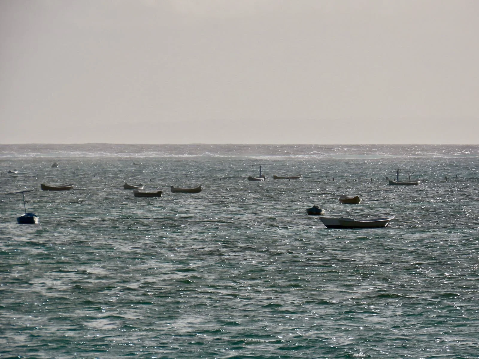 Traditional boats anchored off Nusa Lembongan