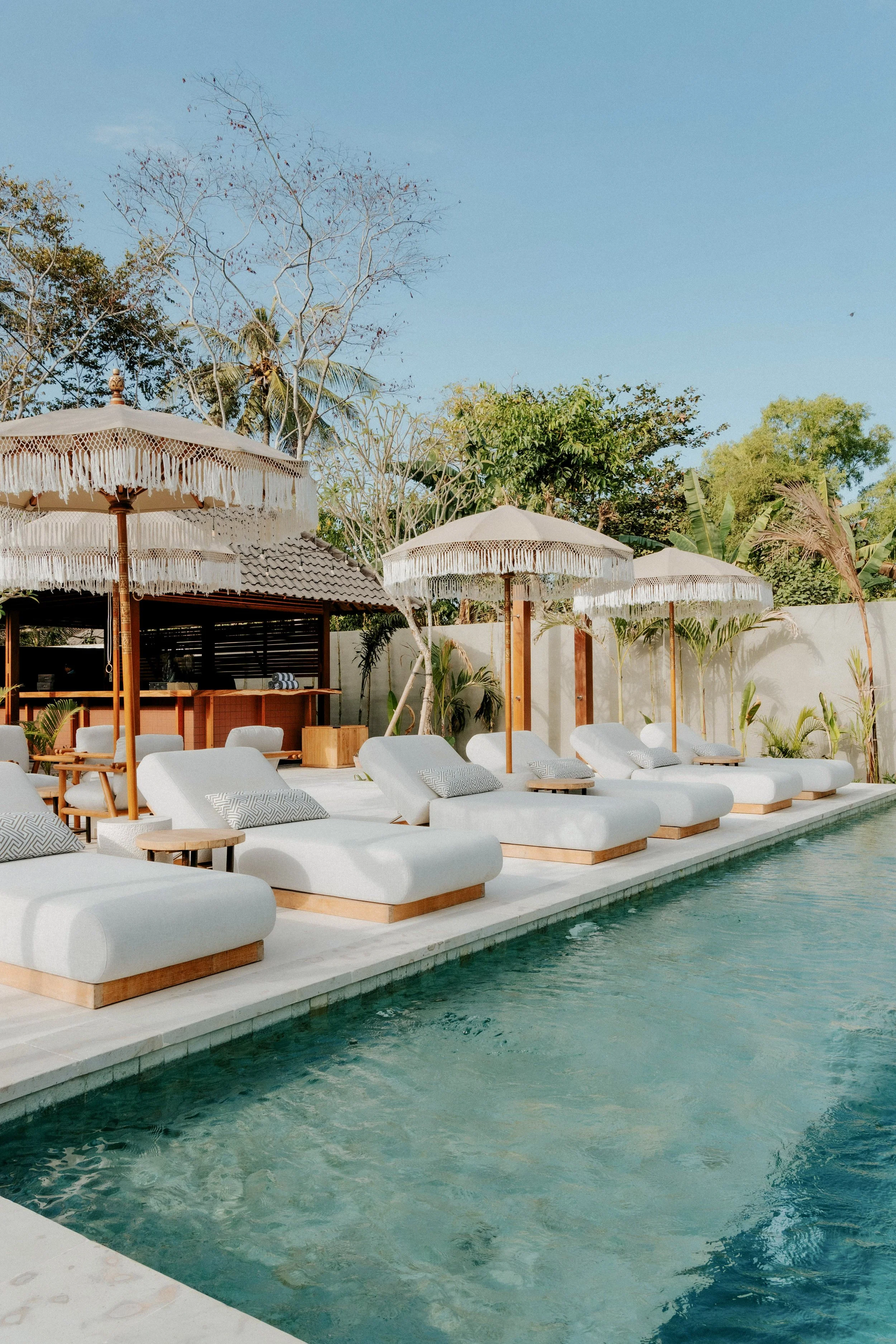 Main pool and loungers at Kalm Lembongan