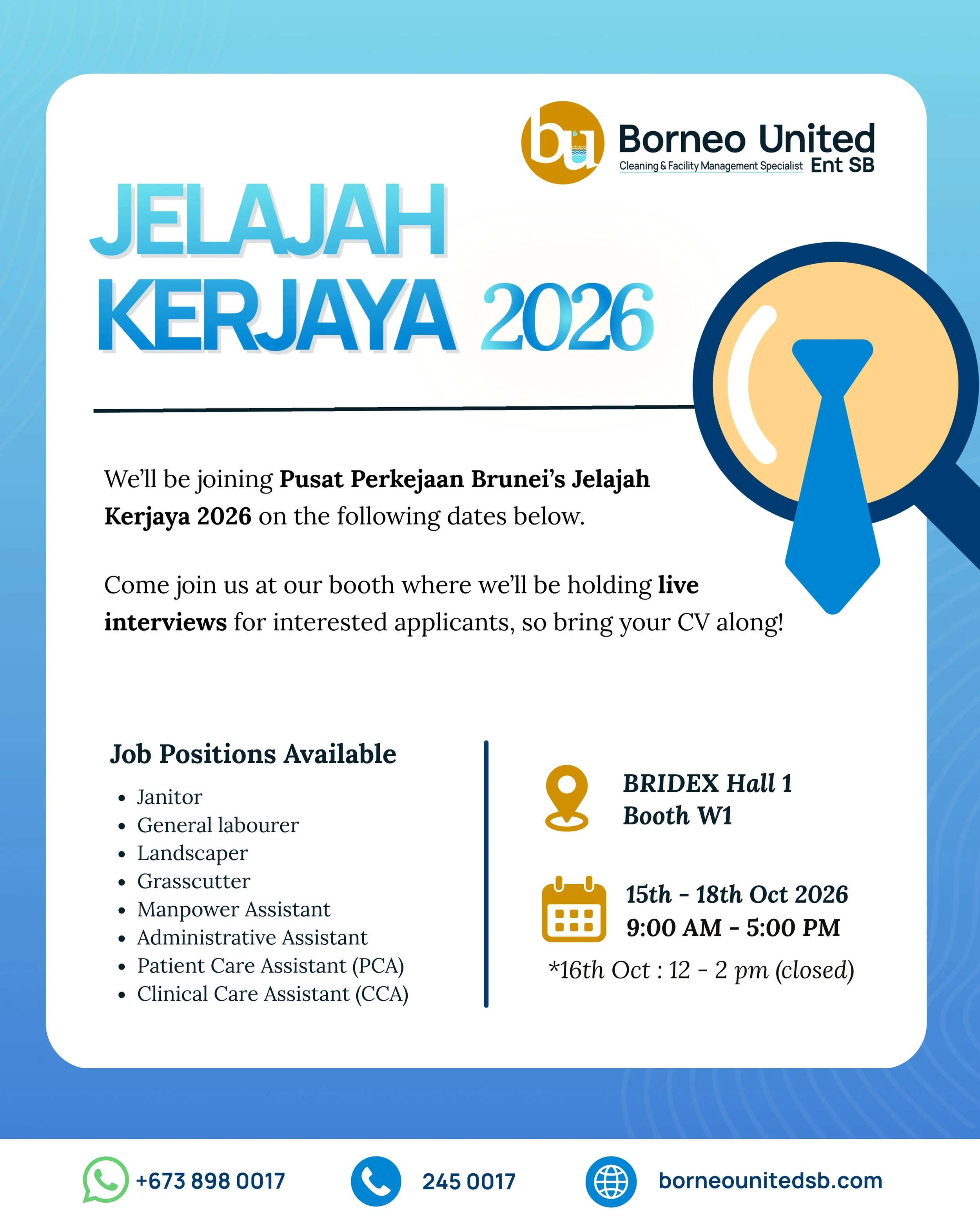 Stop by our booth at Jelajah Kerjaya 2026! We are looking for responsible, driven people to join our team.

📍 Where: Bridex Hall 1, Booth W1
⏰ When: 15th - 18th of October; 9am - 5pm
👋 What to expect: Real chats, a look at our open roles, and a cha