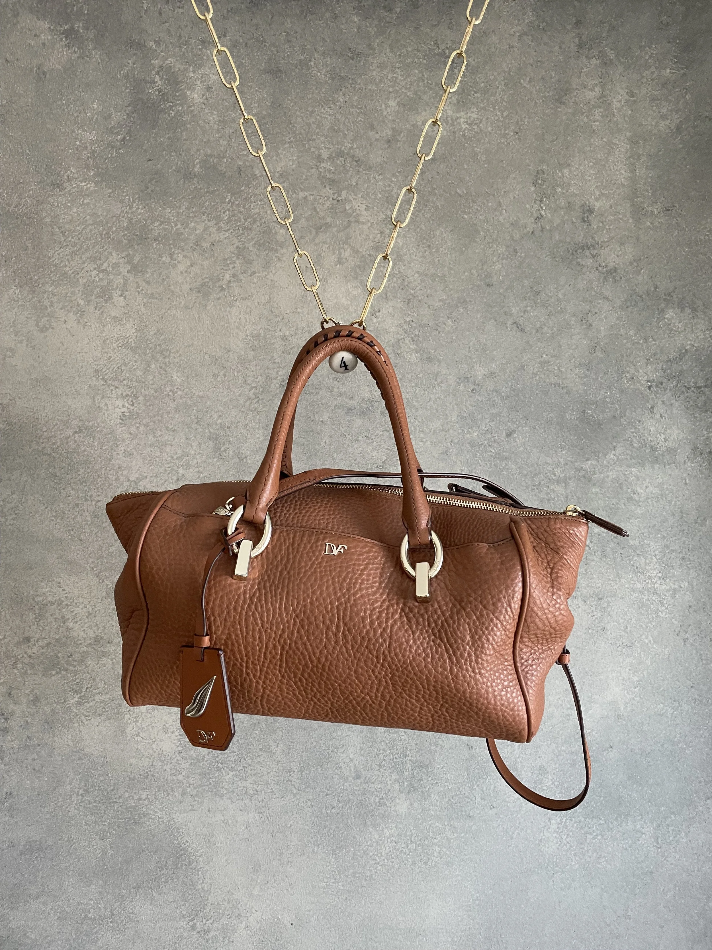 DIANE ON FÜRSTENBERG Cognac Medium Leather Tote
