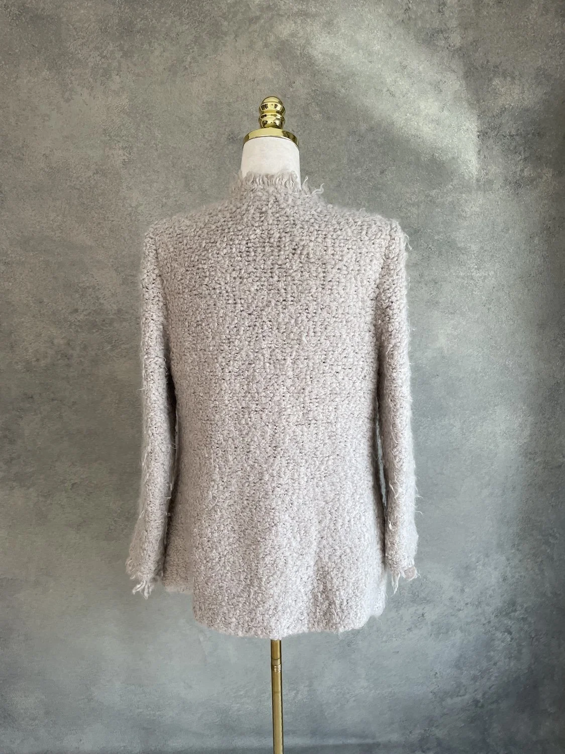 Full back view of the IRO blazer on a mannequin, showing the uniform shaggy texture and clean back panel.