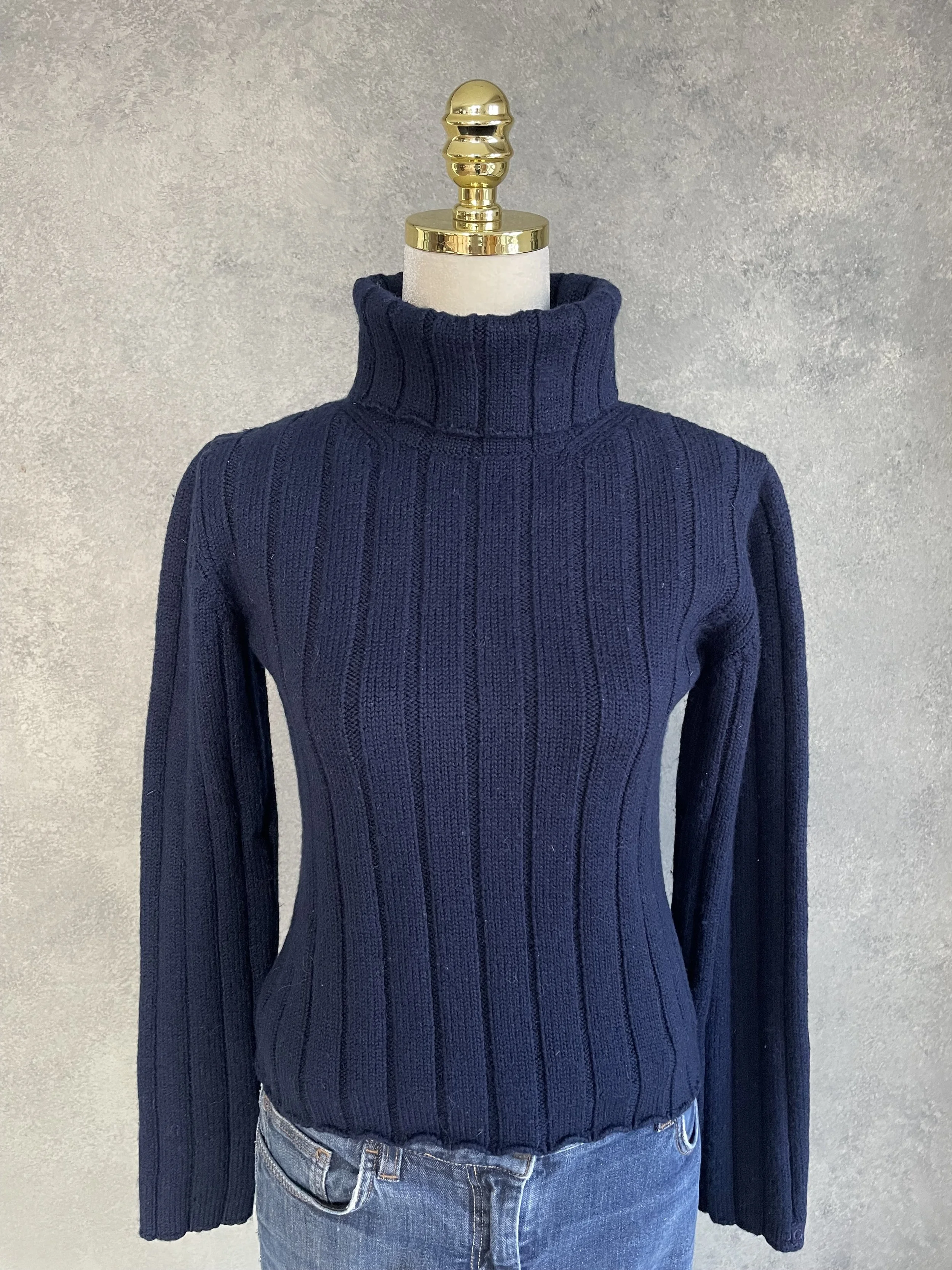 HUGO Virgin Wool Architectural Ribbed Turtleneck Jumper