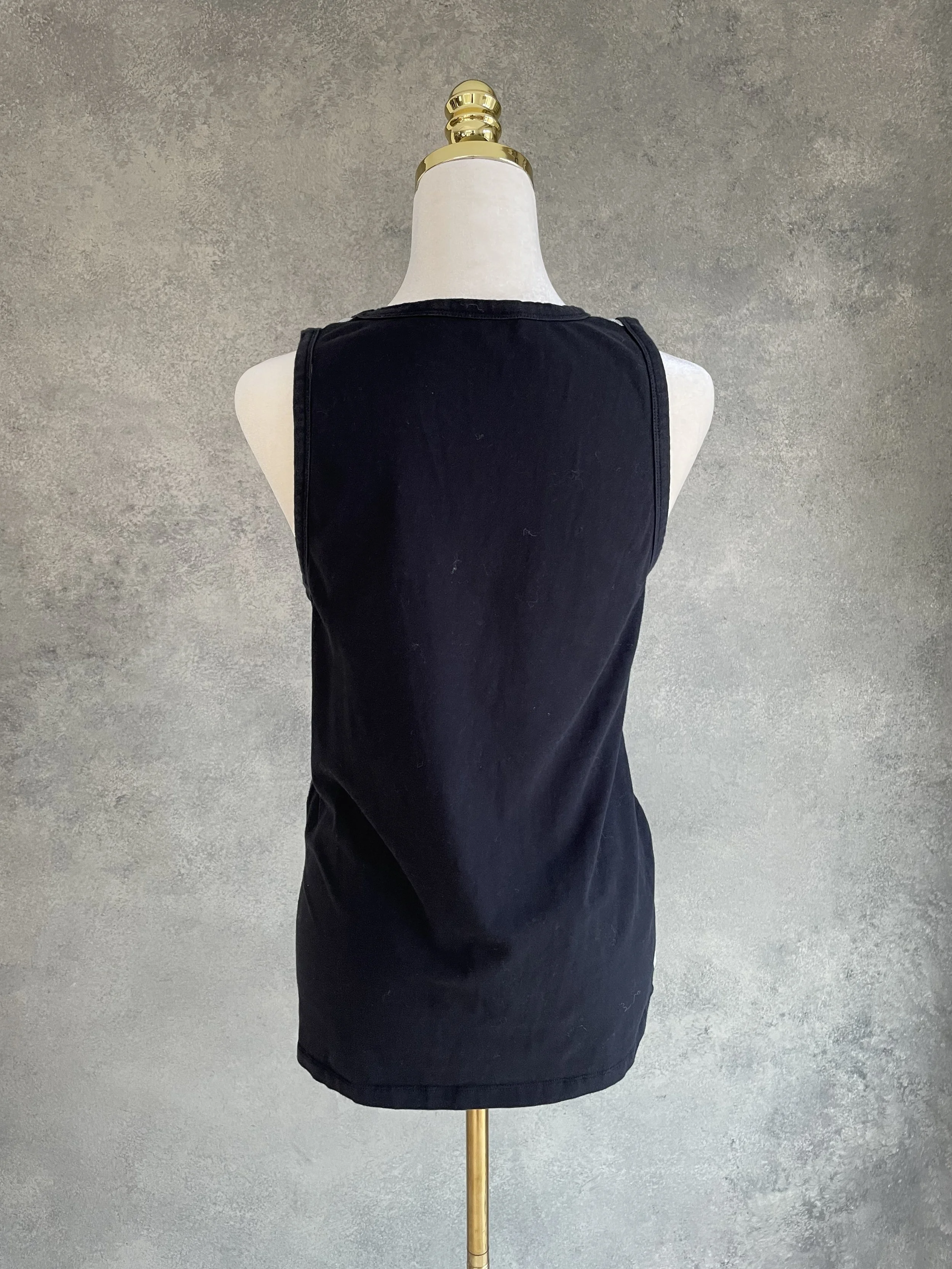 Full back view of the Barbara Bui black and blue tank top on a mannequin.