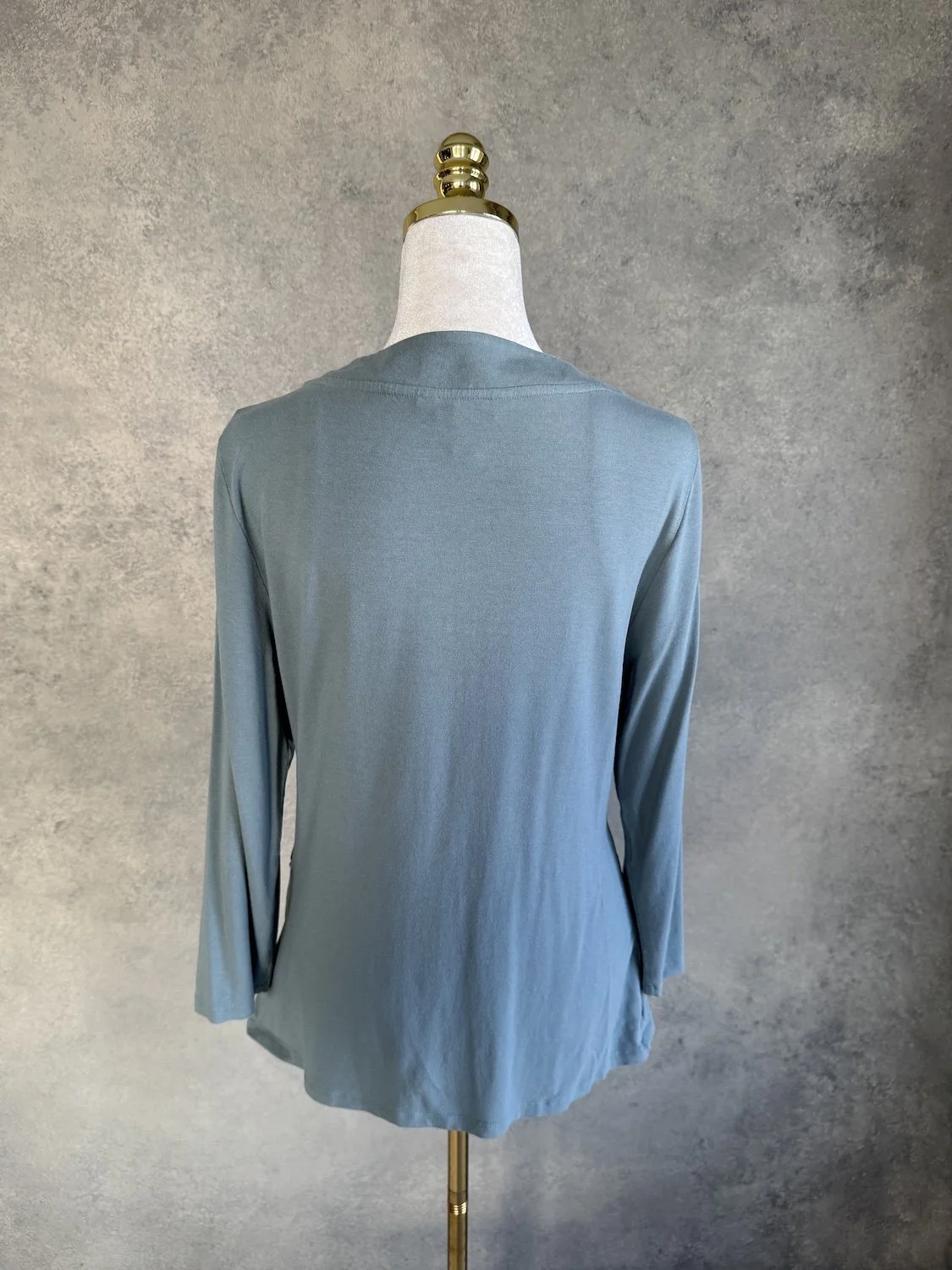 Ralph Lauren aqua blue jersey top back view on mannequin